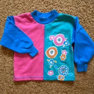 VTG 90s Pink Blue and Teal Sweatshirt, 3T